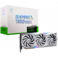 MSI Video Card Nvidia GeForce RTX 4080 16GB GAMING X TRIO WHITE, 16GB GDDR6X, 256bit, Effective Memory Clock: 22400MHz, Boost: 2595 MHz, 9728 CUDA Cores, PCIe 4.0, 3x DP 1.4a, HDMI 2.1a, RAY TRACING, Triple Fan, 850W Recommended PSU, 3Y