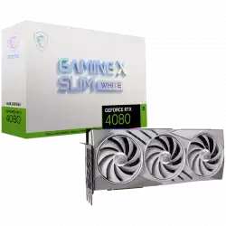 MSI Video Card Nvidia GeForce RTX 4080 SUPER 16G GAMING X SLIM WHITE, 16GB GDDR6X, 256-bit, 23 Gbps Effective Memory Clock, 2610 MHz Boost, 10240 CUDA Cores, 2x DP v1.4a, 2x HDMI 2.1a, RAY TRACING, Triple Fan, 850W Recommended PSU, 3Y