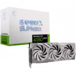 MSI Video Card Nvidia GeForce RTX 4080 SUPER 16G GAMING X SLIM WHITE, 16GB GDDR6X, 256-bit, 23 Gbps Effective Memory Clock, 2610 MHz Boost, 10240 CUDA Cores, 2x DP v1.4a, 2x HDMI 2.1a, RAY TRACING, Triple Fan, 850W Recommended PSU, 3Y