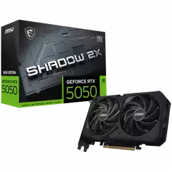 MSI Video Card NVIDIA GeForce RTX 5050 8G SHADOW 2X OC, 8GB GDDR6, 128-bit, 2602 MHz Boost, 2560 CUDA Cores, PCIe 5.0 (x8), 3x DP 2.1b, HDMI 2.1b, RAY TRACING, Dual Fan, 130W TDP, 8-pin PCIe Power, G-SYNC, 2-Slot, 3Y
