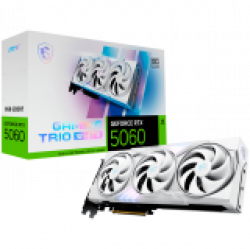 MSI Video Card NVIDIA GeForce RTX 5060 8G GAMING TRIO OC WHITE, 8GB GDDR7, 128-bit, 2640 MHz Boost, 3840 CUDA Cores, PCIe 5.0 (x8), 3x DP 2.1b, HDMI 2.1b, RAY TRACING, Triple Fan, 155W TDP, 8-pin PCIe Power, G-SYNC, 3Y