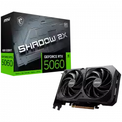 MSI Video Card NVIDIA GeForce RTX 5060 8G SHADOW 2X OC, 8GB GDDR7, 128-bit, 2535 MHz Boost, 3840 CUDA Cores, PCIe 5.0 (x8), 3x DP 2.1b, HDMI 2.1b, RAY TRACING, Dual Fan, 145W TDP, 8-pin PCIe Power, G-SYNC, 2-Slot, 3Y