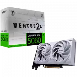 MSI Video Card NVIDIA GeForce RTX 5060 8G VENTUS 2X OC WHITE, 8GB GDDR7, 128-bit, 2535 MHz Boost, 3840 CUDA Cores, PCIe 5.0 (x8), 3x DP 2.1b, HDMI 2.1b, RAY TRACING, Dual Fan, 145W TDP, 8-pin PCIe Power, G-SYNC, 2-Slot, 3Y
