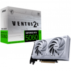 MSI Video Card NVIDIA GeForce RTX 5060 8G VENTUS 2X OC WHITE, 8GB GDDR7, 128-bit, 2535 MHz Boost, 3840 CUDA Cores, PCIe 5.0 (x8), 3x DP 2.1b, HDMI 2.1b, RAY TRACING, Dual Fan, 145W TDP, 8-pin PCIe Power, G-SYNC, 2-Slot, 3Y