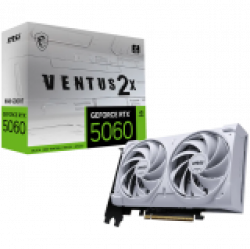 MSI Video Card NVIDIA GeForce RTX 5060 8G VENTUS 2X WHITE, 8GB GDDR7, 128-bit, 2512 MHz Boost, 3840 CUDA Cores, PCIe 5.0 (x8), 3x DP 2.1b, HDMI 2.1b, RAY TRACING, Dual Fan, 145W TDP, 8-pin PCIe Power, G-SYNC, 2-Slot, 3Y