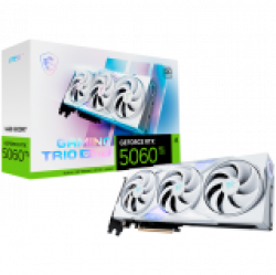 MSI Video Card NVIDIA GeForce RTX 5060 Ti 16G GAMING TRIO OC WHITE, 16GB GDDR7, 128-bit, 2662 MHz Boost, 4608 CUDA Cores, PCIe 5.0 (x8), 3x DP 2.1b, HDMI 2.1b, RAY TRACING, Triple Fan, 180W TDP, 16-pin PCIe 5.0 (12V-2x6), G-SYNC, 2.25-Slot, 3Y