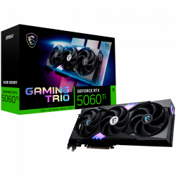 MSI Video Card NVIDIA GeForce RTX 5060 Ti 16G GAMING TRIO OC, 16GB GDDR7, 128-bit, 2662 MHz Boost, 4608 CUDA Cores, PCIe 5.0 (x8), 3x DP 2.1b, HDMI 2.1b, RAY TRACING, Triple Fan, 180W TDP, 16-pin PCIe 5.0 (12V-2x6), G-SYNC, 2.25-Slot, 3Y