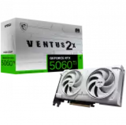 MSI Video Card NVIDIA GeForce RTX 5060 Ti 16G VENTUS 2X WHITE PLUS, 16GB GDDR7, 128-bit, 2587 MHz Boost, 4608 CUDA Cores, PCIe 5.0 (x8), 3x DP 2.1b, HDMI 2.1b, RAY TRACING, Dual Fan, 180W TDP, 8-pin PCIe Power, G-SYNC, 2-Slot, 3Y