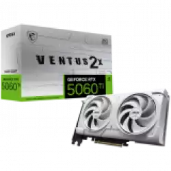 MSI Video Card NVIDIA GeForce RTX 5060 Ti 16G VENTUS 2X OC WHITE PLUS, 16GB GDDR7, 128-bit, 2602 MHz Boost, 4608 CUDA Cores, PCIe 5.0 (x8), 3x DP 2.1b, HDMI 2.1b, RAY TRACING, Dual Fan, 180W TDP, 8-pin PCIe Power, G-SYNC, 2-Slot, 3Y