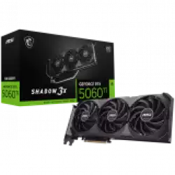 MSI Video Card NVIDIA GeForce RTX 5060 Ti 8G SHADOW 3X OC CLASSIC, 8GB GDDR7, 128-bit, 2602 MHz Boost, 4608 CUDA Cores, PCIe 5.0 (x8), 3x DP 2.1b, HDMI 2.1b, RAY TRACING, Triple Fan, 180W TDP, 8-pin PCIe Power, G-SYNC, 2-Slot, 3Y