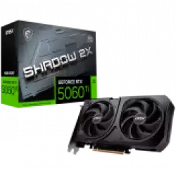 MSI Video Card NVIDIA GeForce RTX 5060 Ti 8G SHADOW 2X OC PLUS, 8GB GDDR7, 128-bit, 2617 MHz Boost, 4608 CUDA Cores, PCIe 5.0 (x8), 3x DP 2.1b, HDMI 2.1b, RAY TRACING, Dual Fan, 180W TDP, 8-pin PCIe Power, G-SYNC, 2-Slot, 3Y