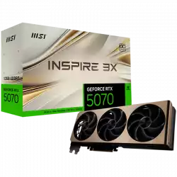 MSI Video Card Nvidia GeForce RTX 5070 12G INSPIRE 3X OC, 12GB GDDR7, 192bit, Effective Memory Clock: 28000MHz, Boost: 2557 MHz, 6144 CUDA Cores, PCIe 5.0, 3x DP 2.1b, HDMI 2.1b, RAY TRACING, Triple Fan, 1x16pin, 650W Recommended PSU, 3Y