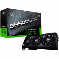 MSI Video Card Nvidia GeForce RTX 5070 12G SHADOW 3X OC, 12GB GDDR7, 192bit, Effective Memory Clock: 28000MHz, Boost: 2542 MHz, 6144 CUDA Cores, PCIe 5.0, 3x DP 2.1b, HDMI 2.1b, RAY TRACING, Triple Fan, 1x16pin, 650W Recommended PSU, 3Y MSI Video Card Nvidia GeForce RTX 5070 12G SHADOW 3X OC, 12GB GDDR7, 192bit, Effective Memory Clock: 28000MHz, Boost: 2542 MHz, 6144 CUDA Cores, PCIe 5.0, 3x DP 2.1b, HDMI 2.1b, RAY TRACING, Triple Fan, 1x16pin, 650W Recommended PSU, 3Y
