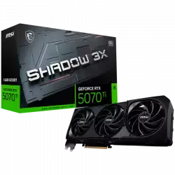 MSI Video Card Nvidia GeForce RTX 5070 TI 16G SHADOW 3X OC, 16GB GDDR7, 256bit, Effective Memory Clock: 28000MHz, Boost: 2482 MHz, 8960 CUDA Cores, PCIe 5.0, 3x DP 2.1b, HDMI 2.1b, RAY TRACING, Triple Fan, 1x16pin, 750W Recommended PSU, 3Y