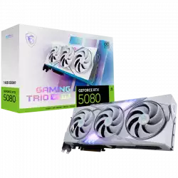 MSI Video Card Nvidia GeForce RTX 5080 16G GAMING TRIO OC WHITE (16GB GDDR7/256bit, PCI-E Gen5, 3x DP 2.1, 1x HDMI 2.1, 1x 16-pin Power Connector, 850W recommended PSU, Retail)