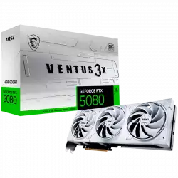 MSI Video Card Nvidia GeForce RTX 5080 16G VENTUS 3X OC WHITE, 16GB GDDR7, 256bit, Effective Memory Clock: 30000MHz, Boost: 2640 MHz, 10752 CUDA Cores, PCIe 5.0, 3x DP 2.1b, HDMI 2.1b, RAY TRACING, Triple Fan, 1x16pin, 850W Recommended PSU, 3Y