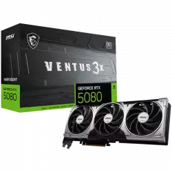 MSI Video Card Nvidia GeForce RTX 5080 16G VENTUS 3X OC, 16GB GDDR7, 256bit, Effective Memory Clock: 30000MHz, Boost: 2640 MHz, 10752 CUDA Cores, PCIe 5.0, 3x DP 2.1b, HDMI 2.1b, RAY TRACING, Triple Fan, 1x16pin, 850W Recommended PSU, 3Y