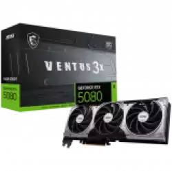 MSI Video Card Nvidia GeForce RTX 5080 16G VENTUS 3X OC, 16GB GDDR7, 256bit, Effective Memory Clock: 30000MHz, Boost: 2640 MHz, 10752 CUDA Cores, PCIe 5.0, 3x DP 2.1b, HDMI 2.1b, RAY TRACING, Triple Fan, 1x16pin, 850W Recommended PSU, 3Y