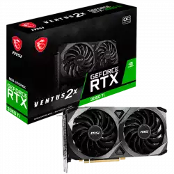 MSI Video Card Nvidia RTX 3060 Ti VENTUS 2X 8GD6X OC, 8GB GDDR6X, 256-bit, 19GBps, Boost: 1695 MHz, 4864 CUDA Cores, PCIe 4.0, 3x DP 1.4a, HDMI 2.1, RAY TRACING, Dual Fan, 600W Recommended PSU, 3Y