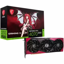 MSI Video Card Nvidia RTX 4070 SUPER 12G GAMING X SLIM MLG, 12GB GDDR6X, 192bit, 21Gbps Memory speed, Boost: 2640 MHz, 7168 CUDA Cores, 3x DP 1.4a, HDMI 2.1a, RAY TRACING, Triple Fan, 1x 16pin, 650W Recommended PSU, 3Y