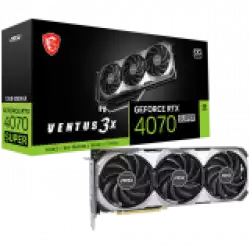 MSI Video Card Nvidia RTX 4070 SUPER 12G VENTUS 3X OC, 12GB GDDR6X, 192bit, 21Gbps Memory speed, Boost: 2505MHz, 7168 CUDA Cores, 3x DP 1.4a, HDMI 2.1a, RAY TRACING, Triple Fan, 1x 16pin, 650W Recommended PSU, 3Y MSI Video Card Nvidia RTX 4070 SUPER 12G VENTUS 3X OC, 12GB GDDR6X, 192bit, 21Gbps Memory speed, Boost: 2505MHz, 7168 CUDA Cores, 3x DP 1.4a, HDMI 2.1a, RAY TRACING, Triple Fan, 1x 16pin, 650W Recommended PSU, 3Y