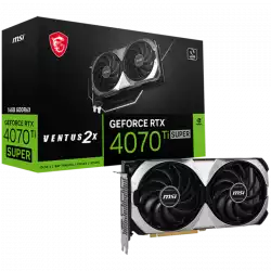 MSI Video Card Nvidia RTX 4070 Ti SUPER 16G VENTUS 2X, 16GB GDDR6X, 256bit, 21Gbps Memory speed, Boost: 2610MHz, 8448 CUDA Cores, 3x DP 1.4a, HDMI 2.1a, RAY TRACING, Dual Fan, 1x 16pin, 700W Recommended PSU, 3Y