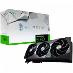 MSI Video Card Nvidia RTX 5080 16G SUPRIM SOC (16GB GDDR7/256bit, PCI-E Gen5, 3x DP 2.1, 1x HDMI 2.1, 1x 16-pin Power Connector, 850W recommended PSU, Retail)