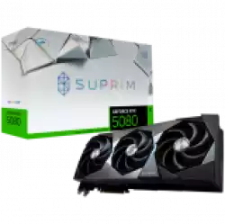 MSI Video Card Nvidia RTX 5080 16G SUPRIM SOC (16GB GDDR7/256bit, PCI-E Gen5, 3x DP 2.1, 1x HDMI 2.1, 1x 16-pin Power Connector, 850W recommended PSU, Retail)