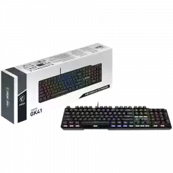 MSI VIGOR GK41 LR US Gaming Keyboard, Black, 6 fixed color LEDs in 10 different lighting zones, 6+N Key Rollover & Anti-ghosting, Hotkeys for Rapid Control, 3 Adjustable Keyboard Angles