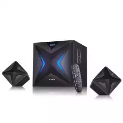 Multimedia Bluetooth Speakers F&D F550X (2.1 Channel Surround, 56W, 130Hz-20KHz, Subwoofer: 30Hz-110Hz, Bluetooth 4.0, NFC, USB/SD card reader, FM, digital, LED display, Wooden, Black