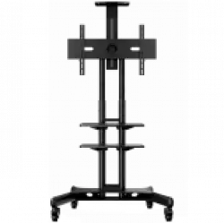 ONKRON Mobile TV Stand for 40-70” TVs with Wheels Shelves Height Adjustable Rolling TV Cart, Black