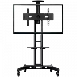 ONKRON Mobile TV Stand for 40-70” TVs with Wheels Shelves Height Adjustable Rolling TV Cart, Black