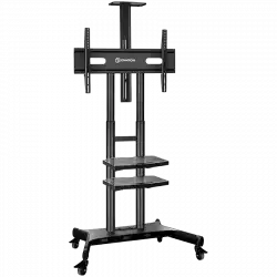 ONKRON Mobile TV Stand for 50-83” TVs with Wheels Shelves Height Adjustable Rolling TV Cart, Black