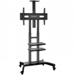 ONKRON Mobile TV Stand for 50-83” TVs with Wheels Shelves Height Adjustable Rolling TV Cart, Black