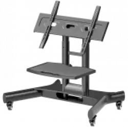 ONKRON Tilting Mobile TV Stand for 32'' – 70 Inch LCD LED OLED TV Screens & Touch Panels Rolling TV Cart on Wheels with Shelf, Black