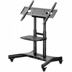 ONKRON Tilting Mobile TV Stand for 50'' – 83 Inch LCD LED OLED TV Screens & Touch Panels Rolling TV Cart on Wheels with Shelf, Black