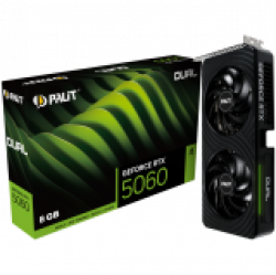 PALIT GeForce RTX 5060 Dual 8GB GDDR7 128 bit, 1x HDMI 2.1b, 3x DP 2.1b, 2 Fan, 1x 8-pin pwr connector, 550W, 262.1 x 126.3 x 40.1 mm, NE75060019P1-GB2063D