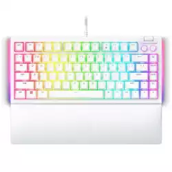 Razer BlackWidow V4 75% White, Gaming Keyboard, US Layout, Hot-swappable Design, Compact 75% Layout with Aluminum Case,  Mechanical Switches (Tactile), Razer Chroma RGB, Dedicated media roller with 2 dedicated media buttons, Detachable Type C Cable