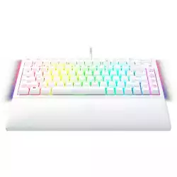 Razer BlackWidow V4 75% White, Gaming Keyboard, US Layout, Hot-swappable Design, Compact 75% Layout with Aluminum Case,  Mechanical Switches (Tactile), Razer Chroma RGB, Dedicated media roller with 2 dedicated media buttons, Detachable Type C Cable