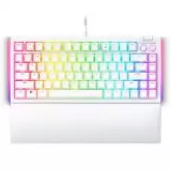 Razer BlackWidow V4 75% White, Gaming Keyboard, US Layout, Hot-swappable Design, Compact 75% Layout with Aluminum Case,  Mechanical Switches (Tactile), Razer Chroma RGB, Dedicated media roller with 2 dedicated media buttons, Detachable Type C Cable                          