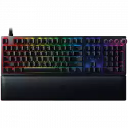Razer Huntsman V2, Optical Gaming Keyboard with Near-zero Input Latency (Clicky Optical Switch), US Layout, Doubleshot PBT Keycaps, Sound Dampening Foam, Razer Chroma™ RGB, Up to 8000Hz polling rate, Aluminum matte top plate