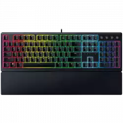 Razer Ornata V3, Mecha-membrane switches, 10 Razer Chroma™ RGB Lighting Zones, 1000 Hz Ultrapolling, Backlit keys, UV coated ABS Keycaps, Soft-touch wrist rest
