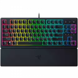 Razer Ornata V3 Tenkeyless, Low Profile Gaming Keyboard, US Layout, 8 Razer Chroma™ RGB Lighting Zones, Dedicated Media Keys, UV-coated ABS Keycaps, 1000 Hz Ultrapolling, Durable spill-resistant design, Braided fiber cable