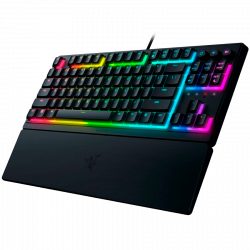 Razer Ornata V3 Tenkeyless, Low Profile Gaming Keyboard, US Layout, 8 Razer Chroma™ RGB Lighting Zones, Dedicated Media Keys, UV-coated ABS Keycaps, 1000 Hz Ultrapolling, Durable spill-resistant design, Braided fiber cable