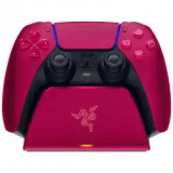 Razer Quick Charging Stand for PS5 - Cosmic Red, Quick Charge, Curved Cradle Design, Matches Your PS5 DualSense Wireless Controller, Powered by USB (Controller not included)