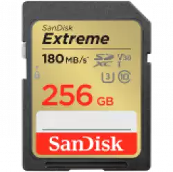 SANDISK Extreme 256GB SDXC Memory Card + 1 year RescuePRO Deluxe up to 180MB/s & 130MB/s Read/Write speeds, UHS-I, Class 10, U3, V30