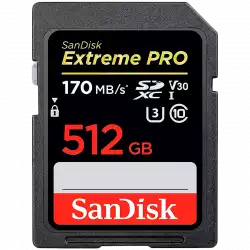 SANDISK Extreme 512GB SDXC Memory Card + 1 year RescuePRO Deluxe up to 180MB/s & 130MB/s Read/Write speeds, UHS-I, Class 10, U3, V30