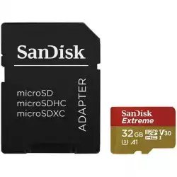 SANDISK Extreme microSDHC 32GB for Action Cams and Drones + SD Adapter - 100MB/s A1 C10 V30 UHS-I U3