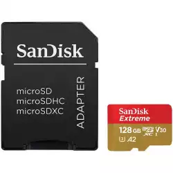 SANDISK Extreme microSDXC 128GB + SD Adapter + Rescue Pro Deluxe 160MB/s A2 C10 V30 UHS-I U4