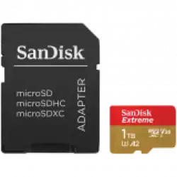 SANDISK Extreme microSDXC 1TB + SD Adapter + 1 year RescuePRO Deluxe up to 190MB/s & 130MB/s Read/Write speeds A2 C10 V30 UHS-I U3